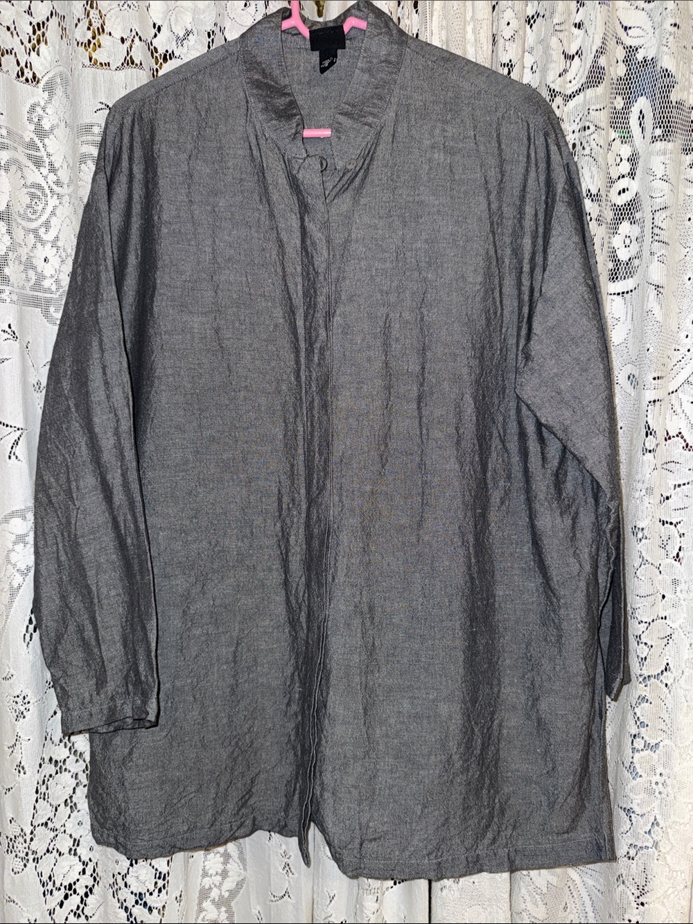 Eileen Fisher Heather Gray Button-Up Top